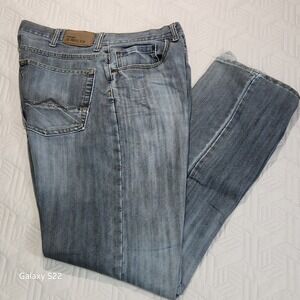 Wrangler Jeans Co. Men 34 Vintage Relaxed Straight Leg Denim Distressed‎ ragged